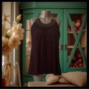 Wood Beaded Halter Neck Beach Summer Vacation Top